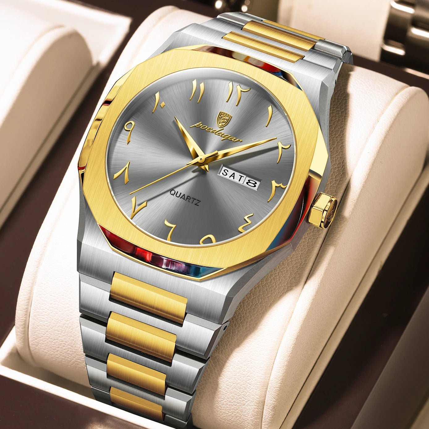 Orologio Uomo Cinturino e Cassa Acciaio Quarzo con Data Elegante Moda Casual