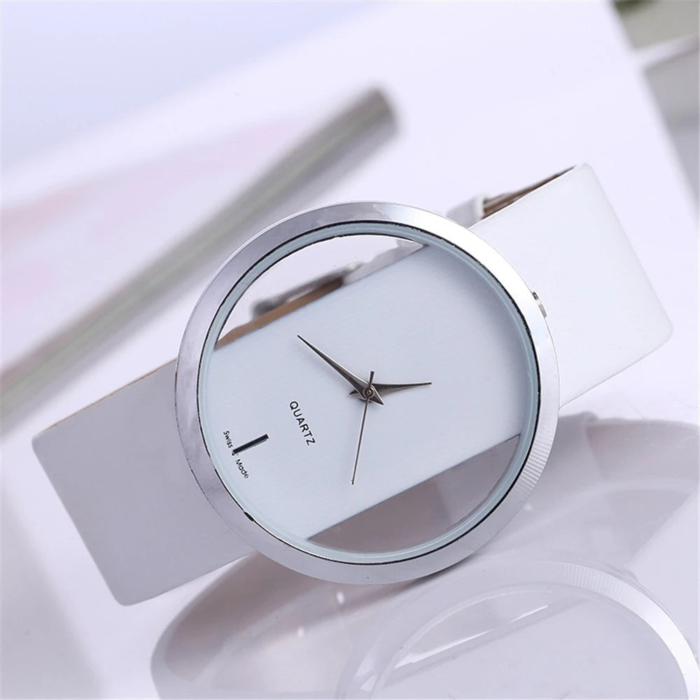 Orologio Donna Moda Trasparente al Quarzo con Cinturino in Similpelle