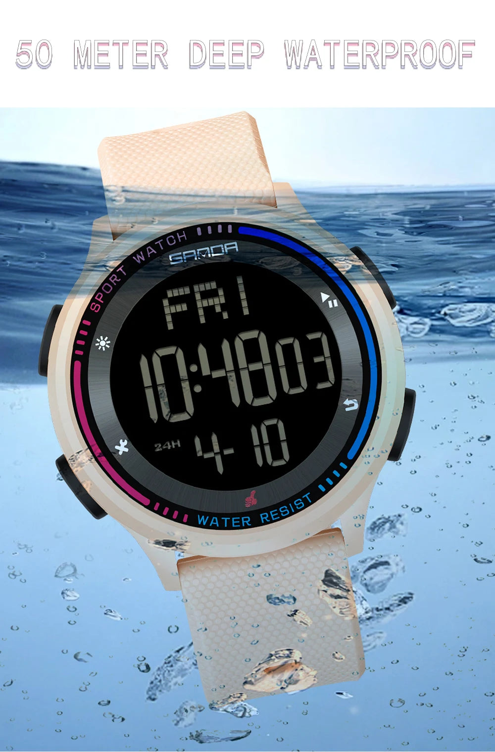 Orologio Digitale Uomo Donna SANDA – Sportivo LED Contapassi Impermeabile Cinturino in Gomma