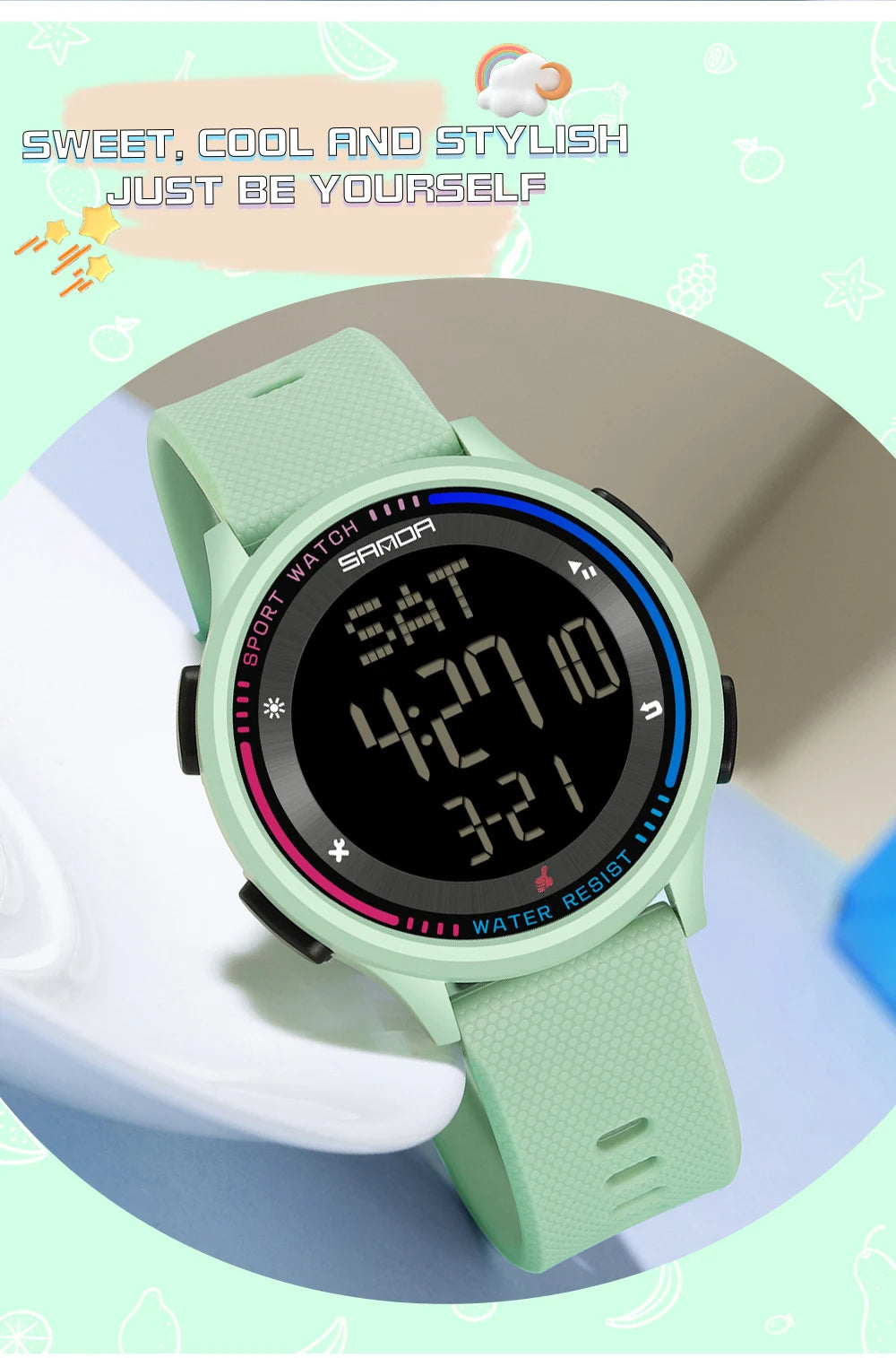 Orologio Digitale Uomo Donna SANDA – Sportivo LED Contapassi Impermeabile Cinturino in Gomma