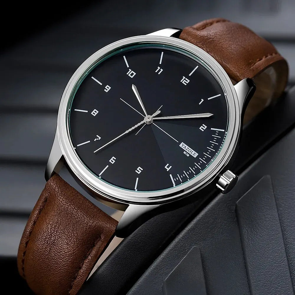 Orologio Uomo Minimalista Quarzo Cinturino Similpelle Elegante Quadrante 43 mm