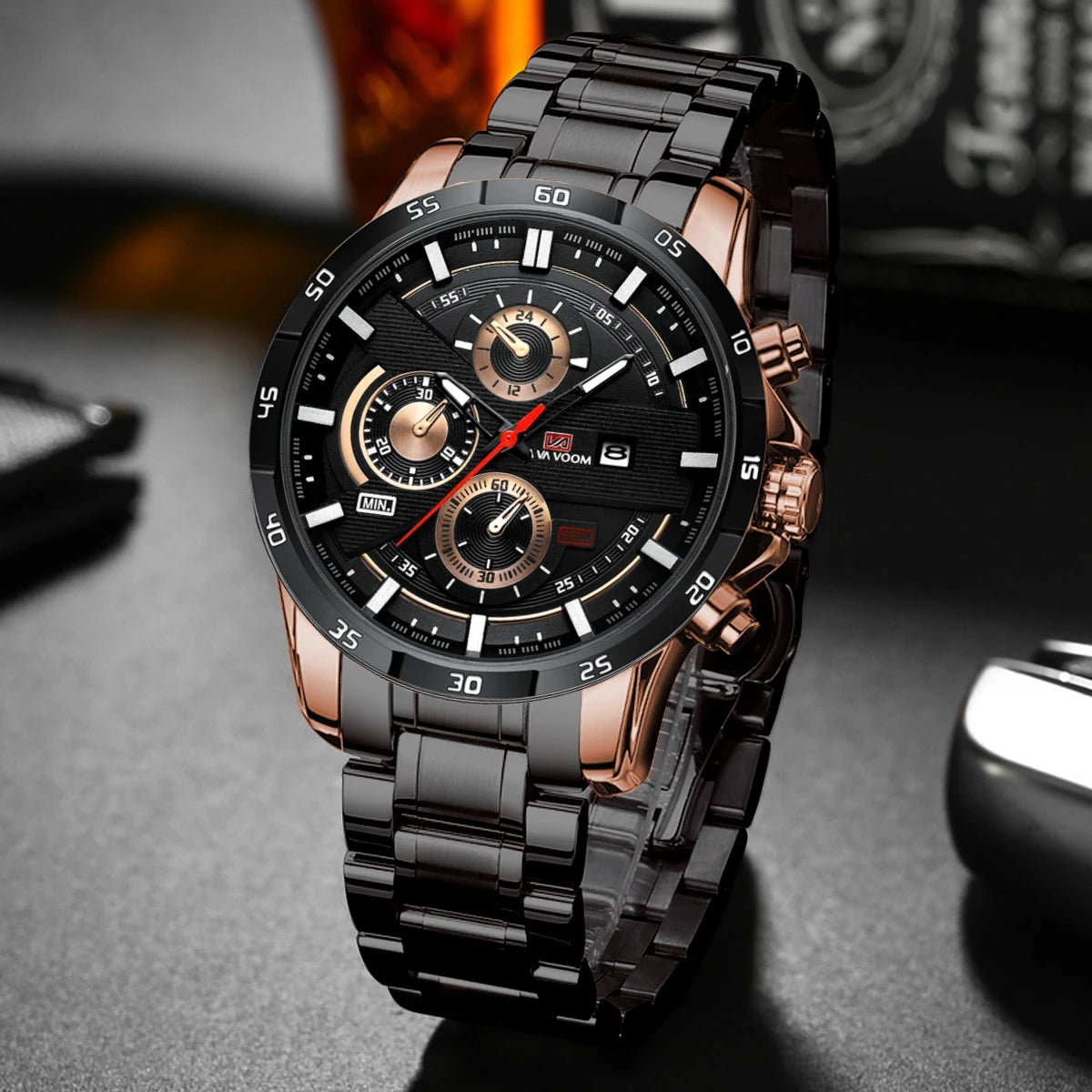 Orologio Uomo 46mm Quarzo - Cinturino SimilPelle o Acciaio, Elegante e Sportivo