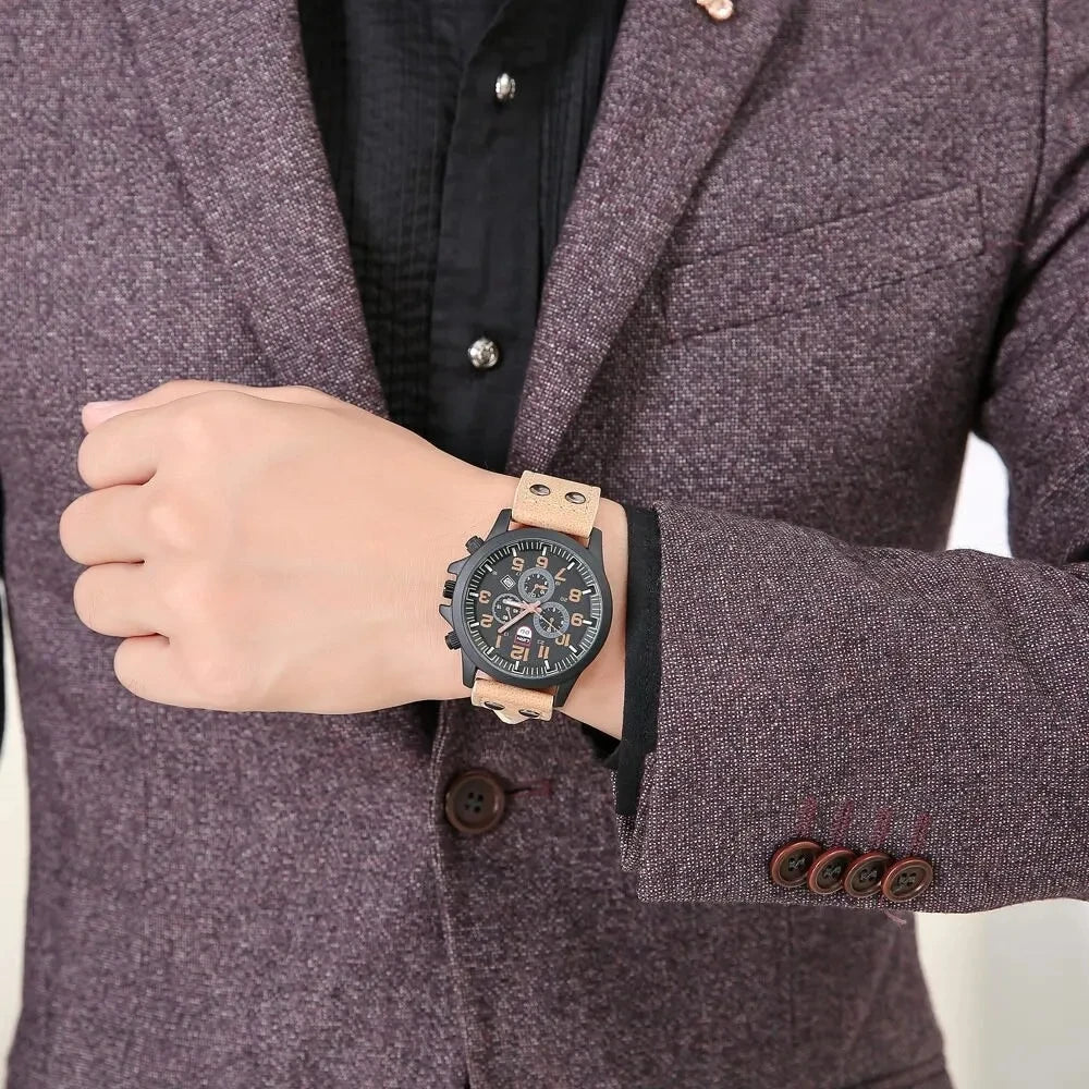 Orologio Uomo Quarzo Data Similpelle 42mm