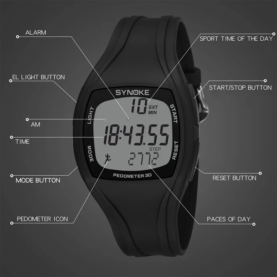 Orologio Sportivo Digitale Uomo Contapassi Timer Sveglia