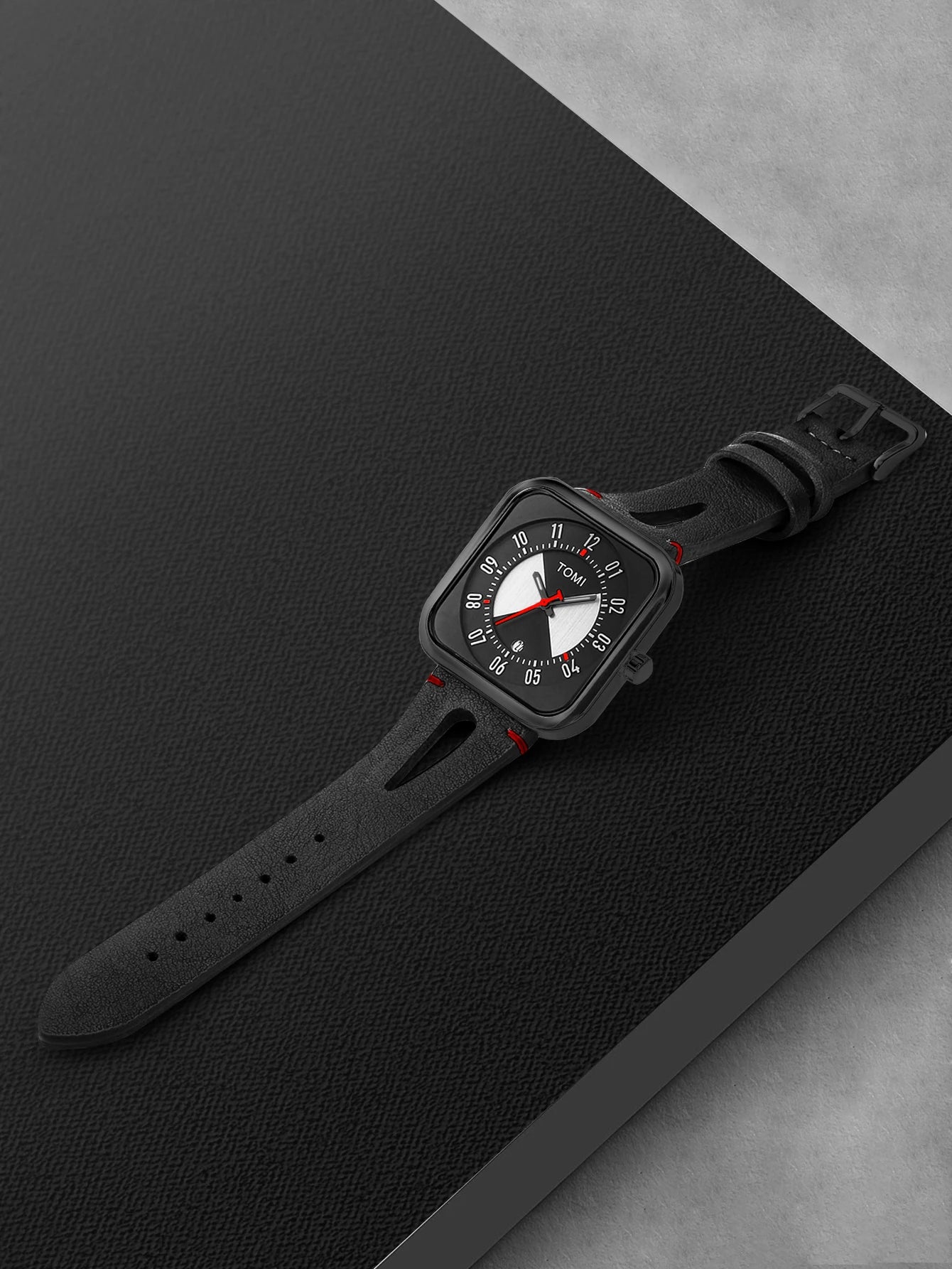 Orologio Unisex  – Quadrato Moda Casual Cinturino Similpelle Quarzo Quadrante 41 mm