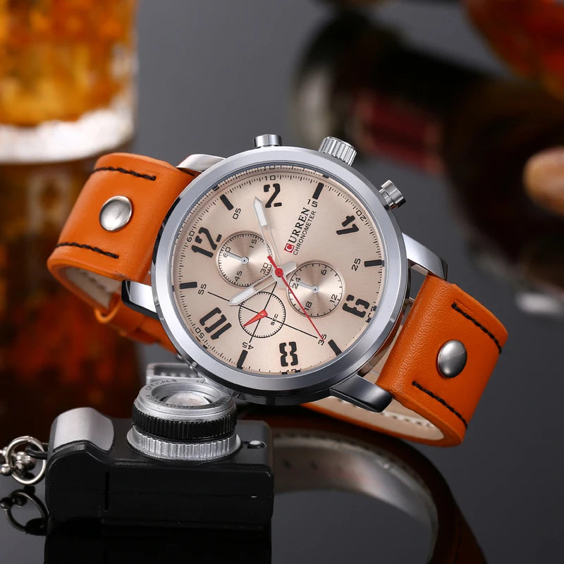 Orologio Uomo Quarzo Cinturino Similpelle Cassa Lega – Elegante Quadrante 45 mm