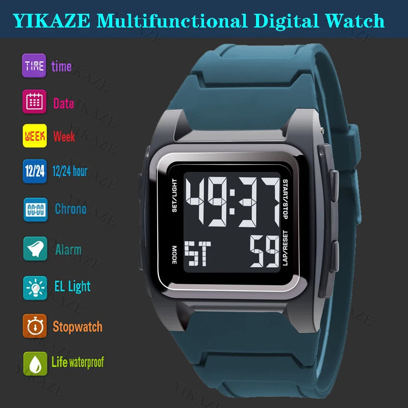 Orologio Digitale Uomo Sportivo Multifunzione Impermeabile 5ATM Cronometro Sveglia