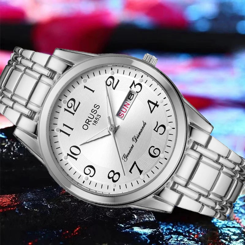 Orologio Uomo Al Quarzo Elegante Cinturino e Cassa in Lega Con Data Semplice