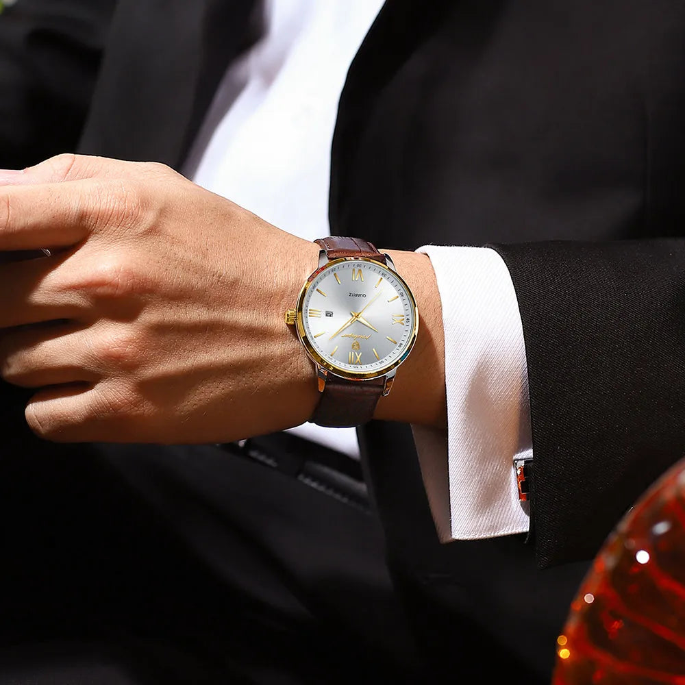 Orologio Uomo Quarzo Elegante Data Similpelle