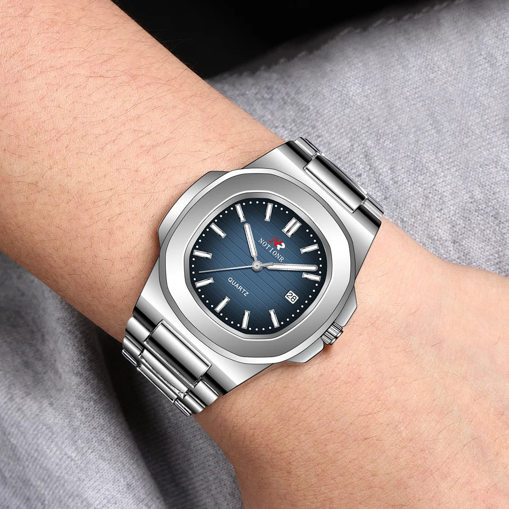 Orologio Uomo Elegante Al Quarzo In Acciaio Con Data Quadrante 40mm Moda Casual