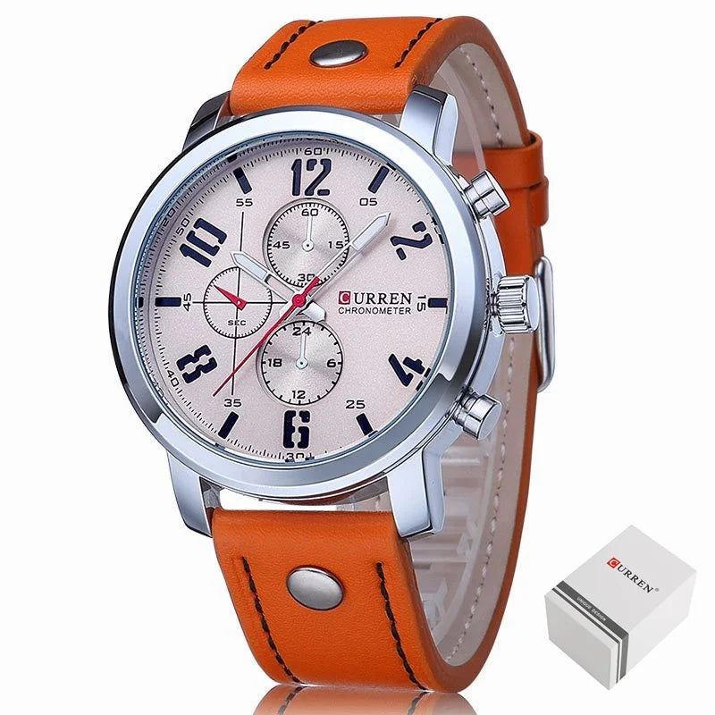Orologio Uomo Quarzo Cinturino Similpelle Cassa Lega – Elegante Quadrante 45 mm