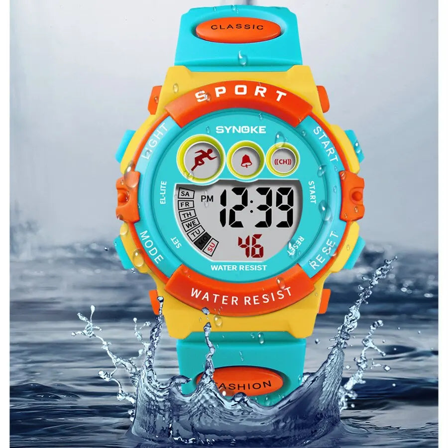 Orologio Sportivo Digitale Bambini Colorato Multifunzione Cinturino e Cassa in Gomma