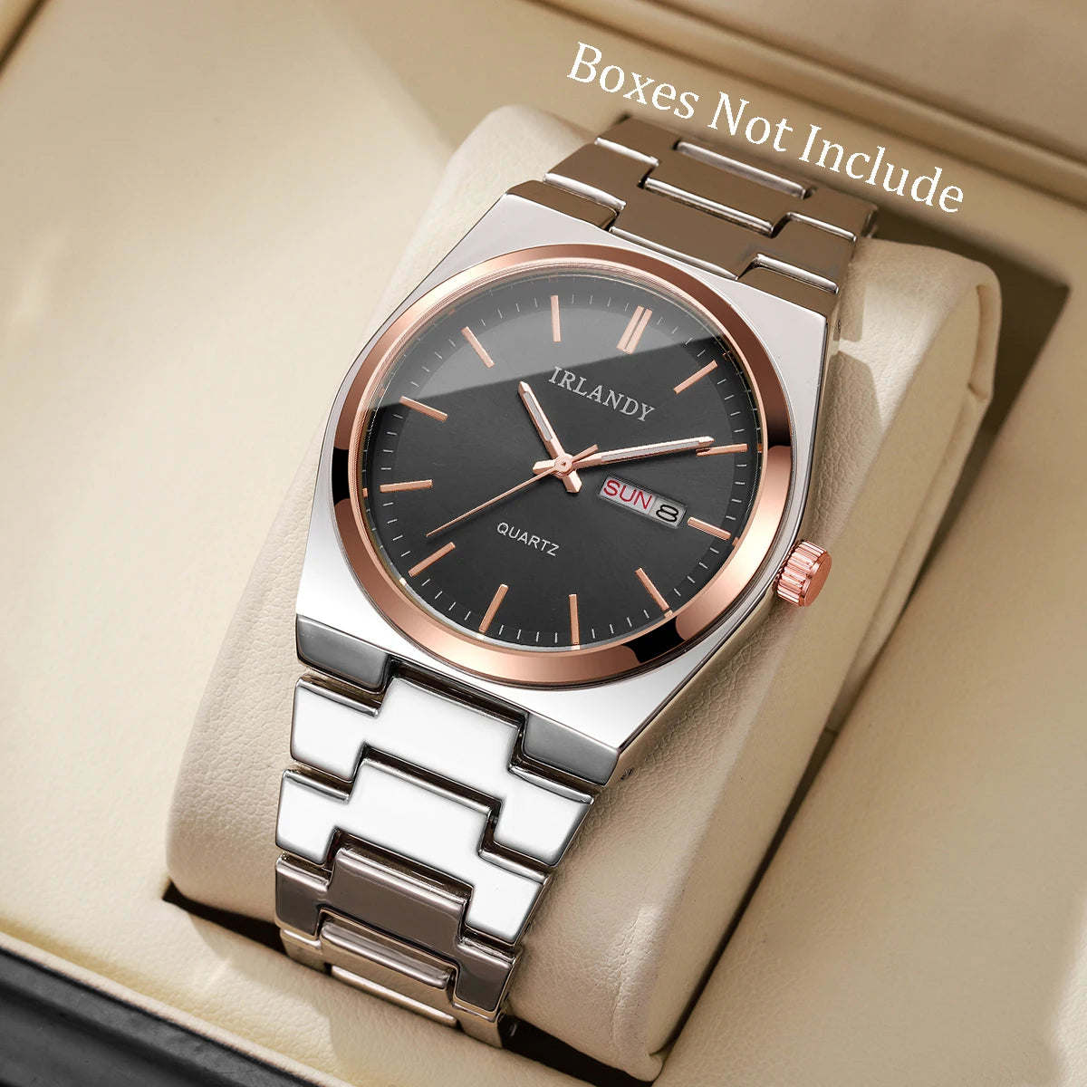 Orologio Uomo Quarzo Elegante con Calendario Cinturino in Metallo Classico