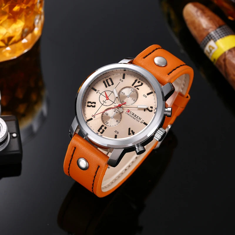 Orologio Uomo Quarzo Cinturino Similpelle Cassa Lega – Elegante Quadrante 45 mm