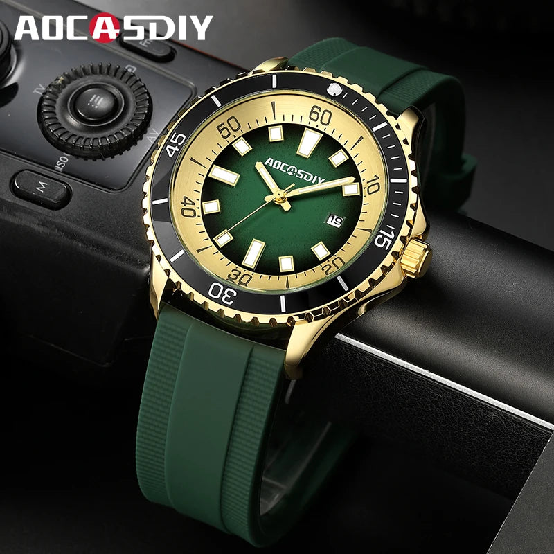 Orologio Uomo Moda Al Quarzo Con Data Cinturino Silicone Casual Elegante