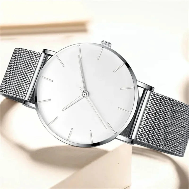 Orologio Uomo Moda Casual Quarzo – Cinturino Maglia Acciaio, Design Sottile