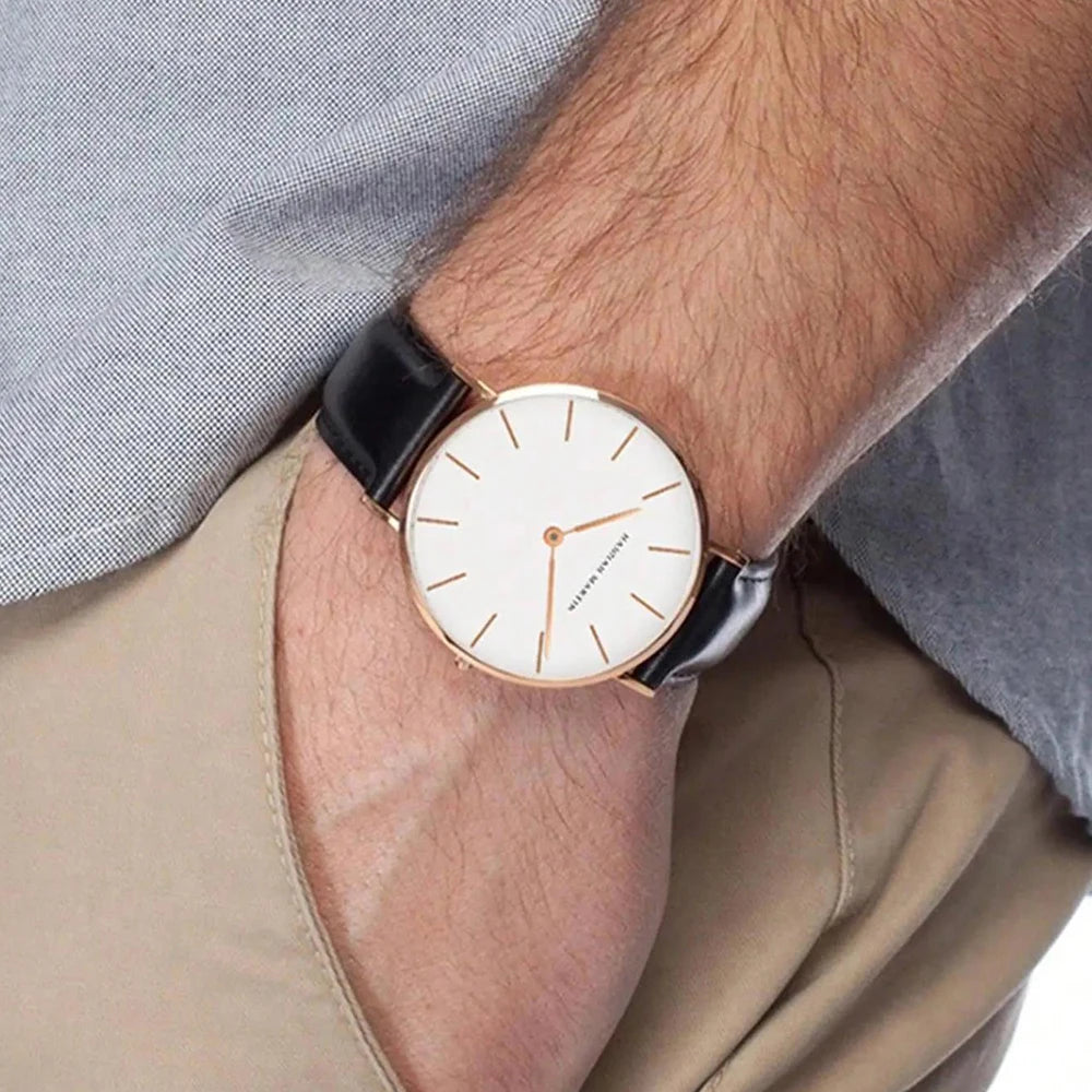 Orologio Uomo Quarzo Elegante Cinturino Similpelle 40mm