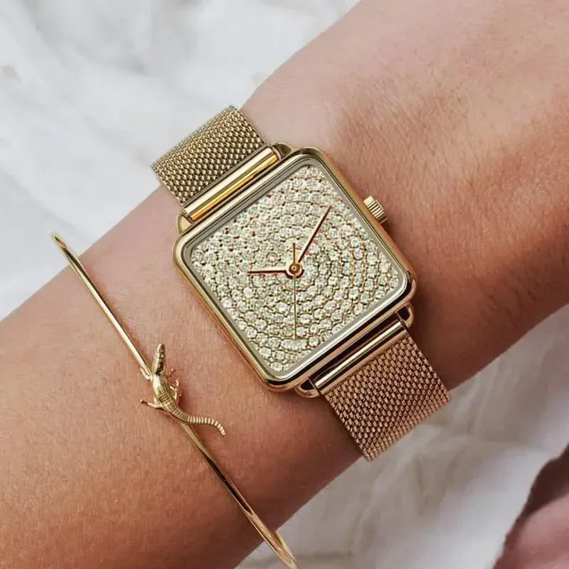 Orologio Donna Moda Elegante Quarzo Semplice Cinturino e Cassa in Lega