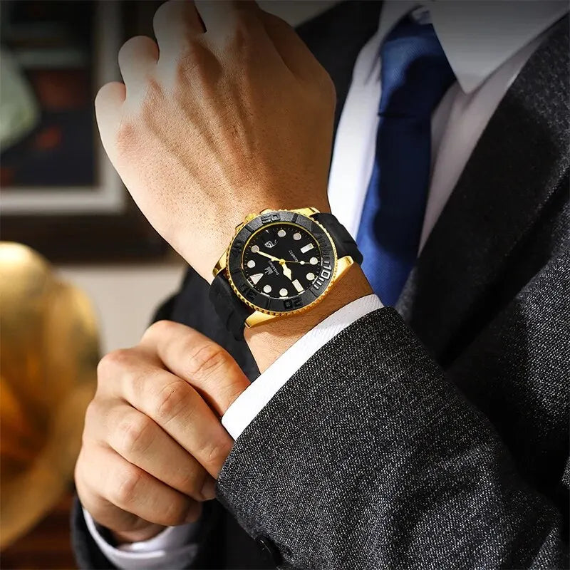 Orologio Uomo Quarzo Casual Business Data Cinturino Silicone