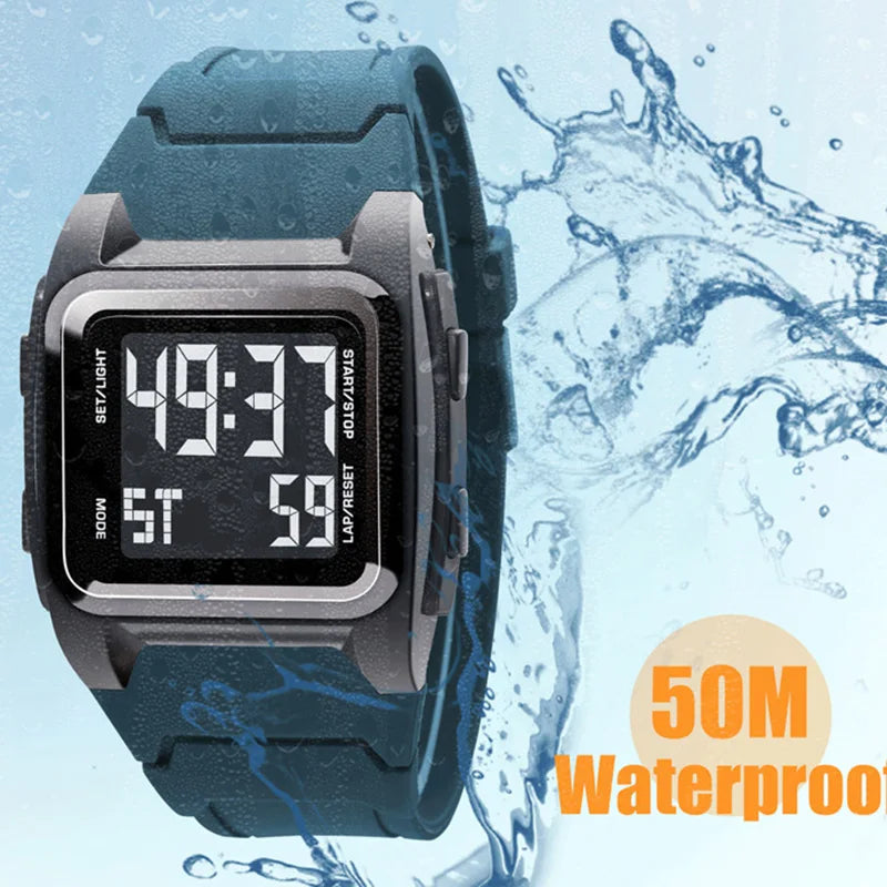 Orologio Digitale Uomo Sportivo Multifunzione Impermeabile 5ATM Cronometro Sveglia