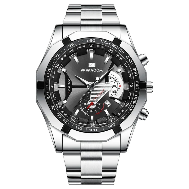 Orologio Uomo Acciaio Grande Quadrante 46mm Quarzo