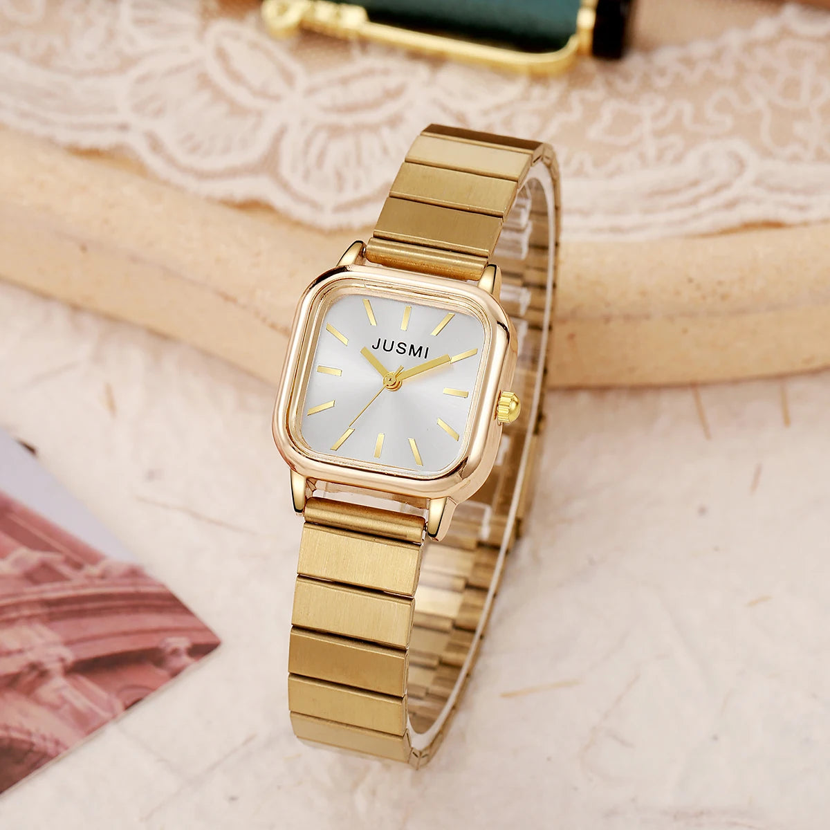 Orologio Donna Quarzo Elegante Cinturino Lega Quadrante 25mm Moda Casual