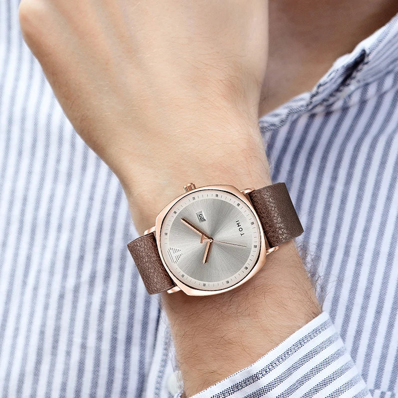 Orologio Uomo Minimalista Quarzo Elegante Casual Cinturino Similpelle