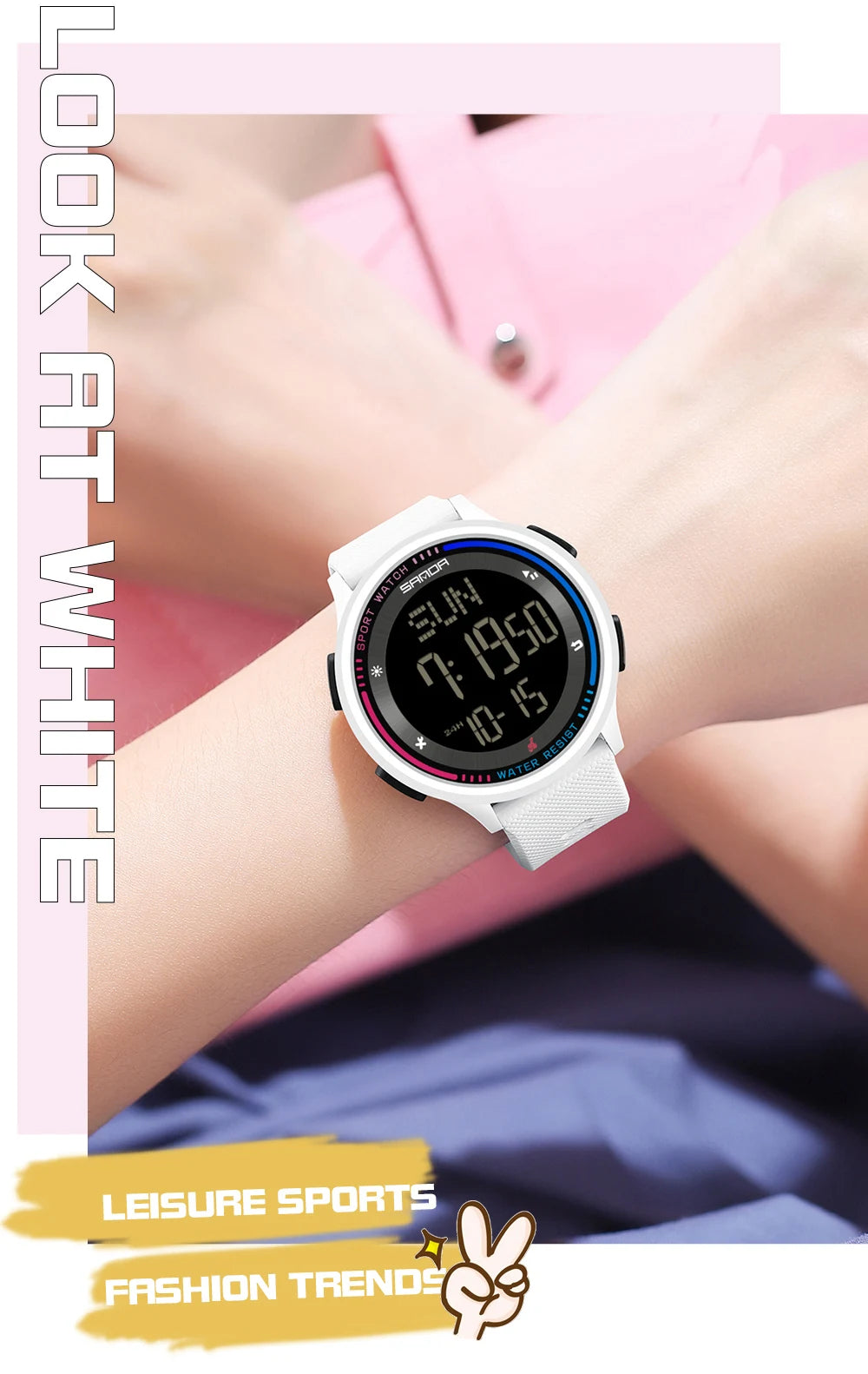 Orologio Digitale Uomo Donna SANDA – Sportivo LED Contapassi Impermeabile Cinturino in Gomma