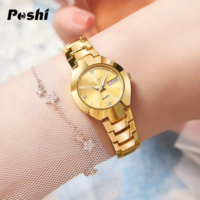 Orologio Donna con Data Elegante Cinturino Acciaio al Quarzo