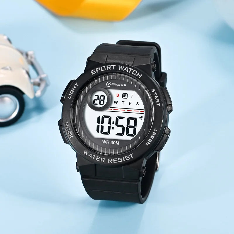 Orologio Sportivo Bambini Digitale In Gomma Con LED Sveglia Resistente All'Acqua