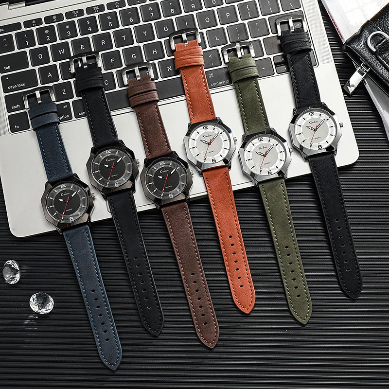 Orologio Uomo Quarzo Cinturino Similpelle Moda Casual Leggero Elegante