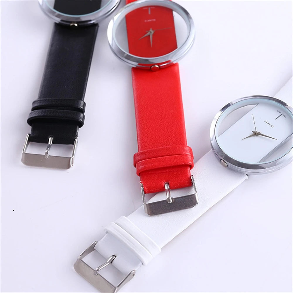 Orologio Donna Moda Trasparente al Quarzo con Cinturino in Similpelle