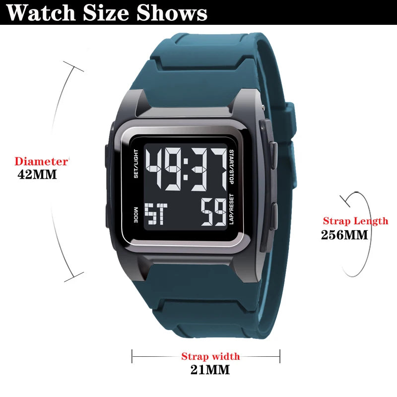 Orologio Digitale Uomo Sportivo Multifunzione Impermeabile 5ATM Cronometro Sveglia