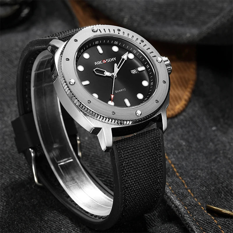 Orologio Da Uomo Moda Quarzo Con Data Lancette Luminose Cinturino Nylon