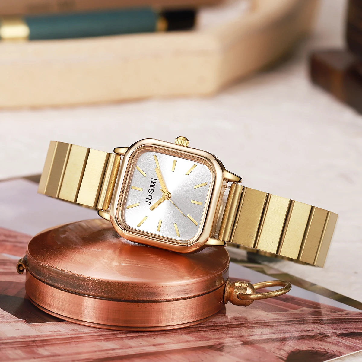 Orologio Donna Quarzo Elegante Cinturino Lega Quadrante 25mm Moda Casual