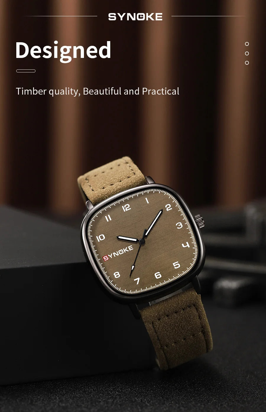 Orologio Uomo Elegante Quarzo Cinturino Similpelle Cassa Quadrata Moda Casual