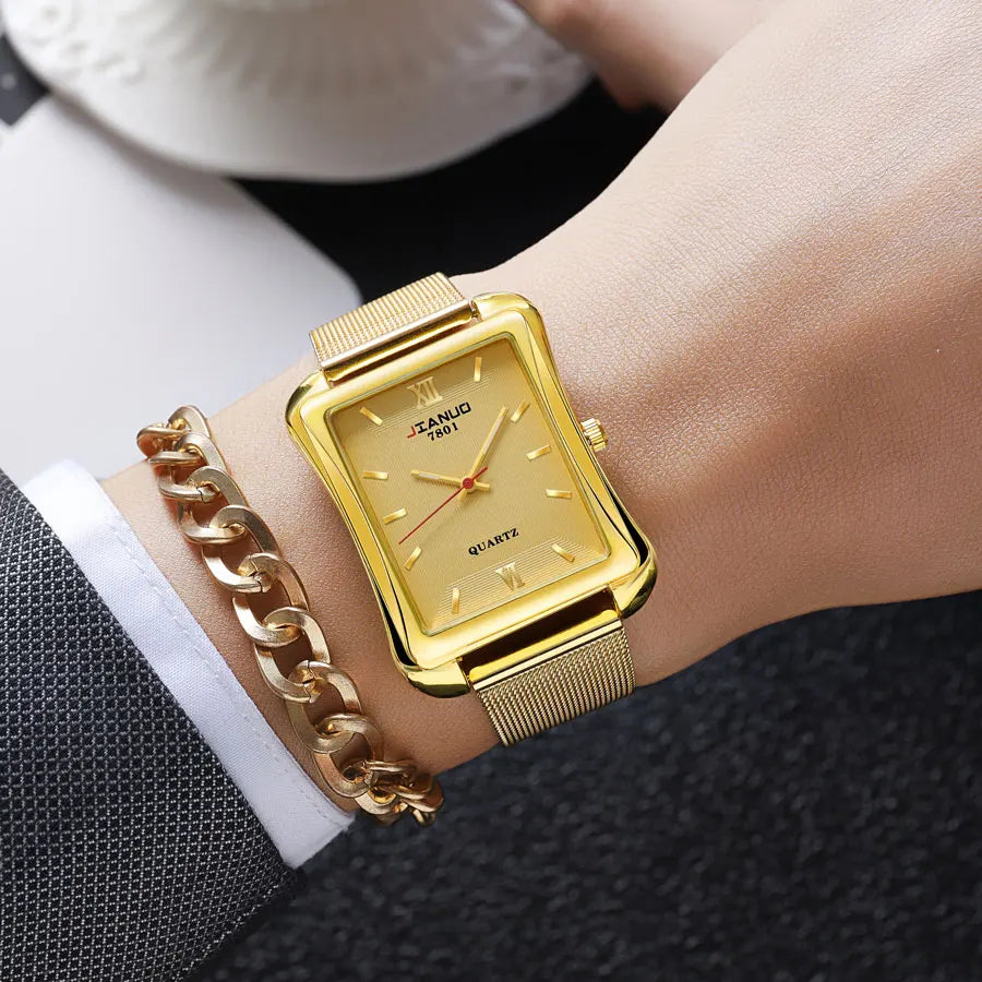 Orologio Uomo Elegante Quarzo Cinturino Maglia Acciaio