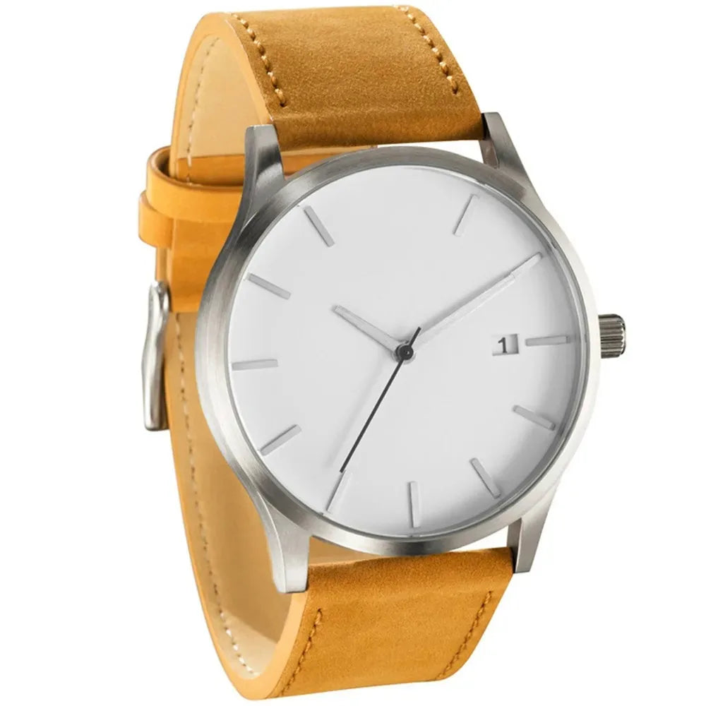 Orologio Uomo Al Quarzo Con Data Cinturino In Similpelle Casual Elegante Moda