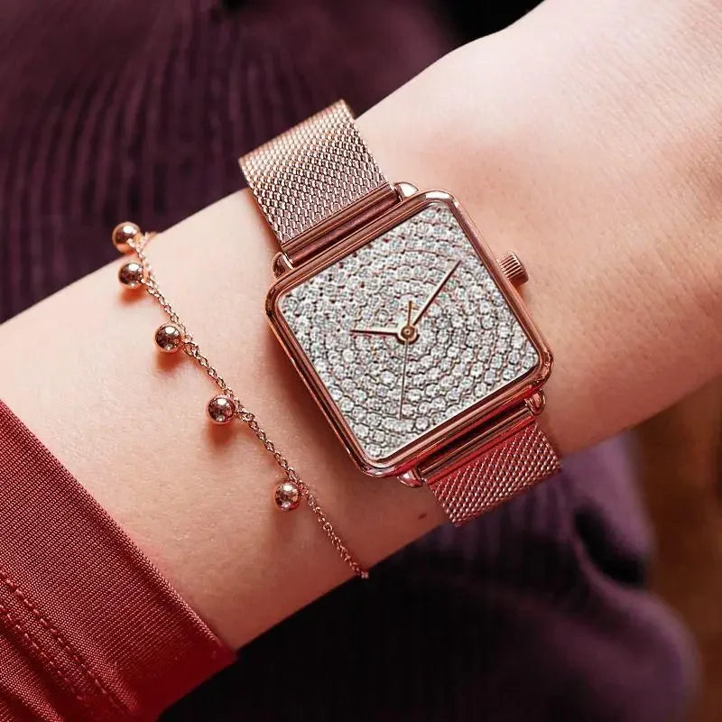 Orologio Donna Moda Elegante Quarzo Semplice Cinturino e Cassa in Lega