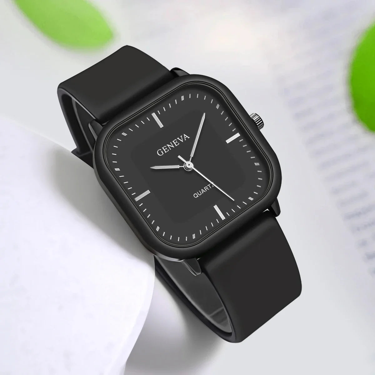 Orologio Donna Quarzo Quadrato Silicone Moda Elegante Casual