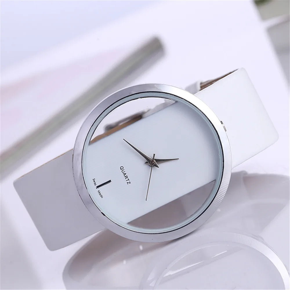 Orologio Donna Moda Trasparente al Quarzo con Cinturino in Similpelle