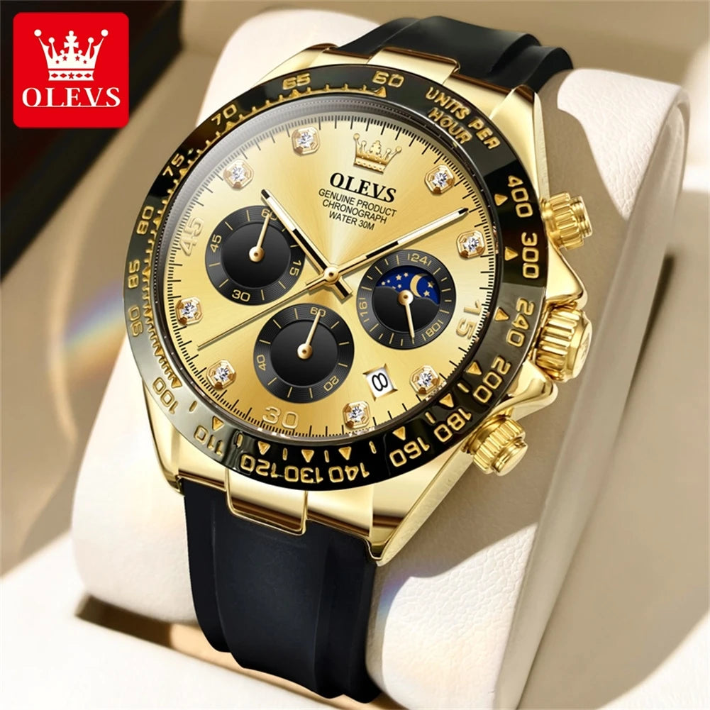 Orologio Uomo Quarzo Cronografo Data Cinturino Silicone Sportivo Elegante