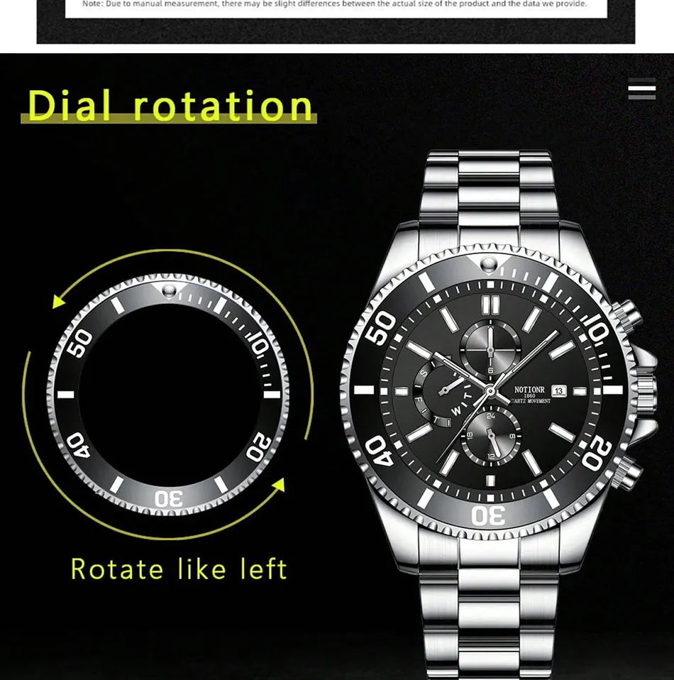 Orologio Uomo Acciaio Inox Quarzo – Elegante Data Quadrante 40 mm