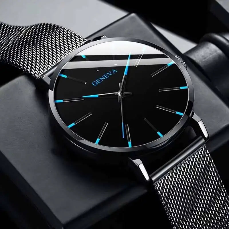Orologio Uomo Ultra Sottile Quarzo Cinturino Maglia Elegante