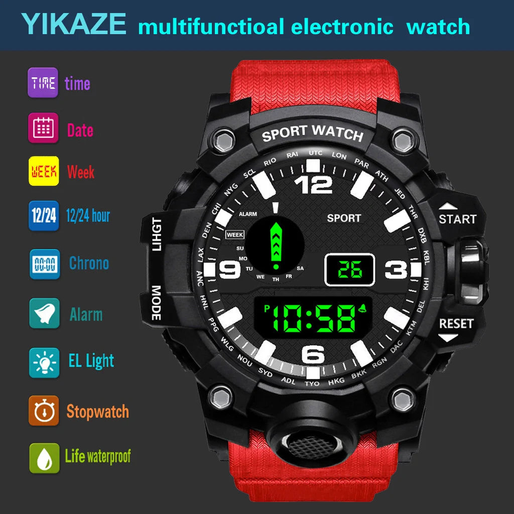 Orologio Uomo Sportivo Digitale LED Multifunzionale in Gomma