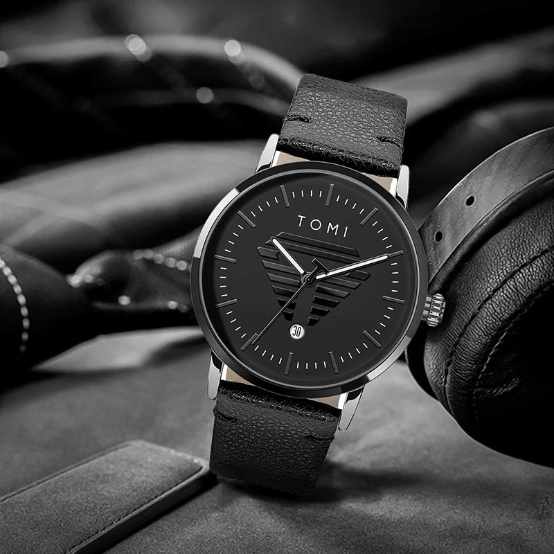 Orologio Uomo Minimalista al Quarzo con Data Cinturino Similpelle Cassa Lega Casual
