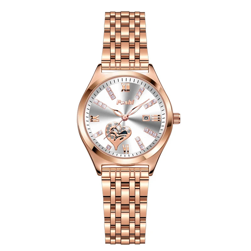 Orologio Donna Acciaio Data Elegante Moda Quarzo Resistente Acqua Cassa Lega