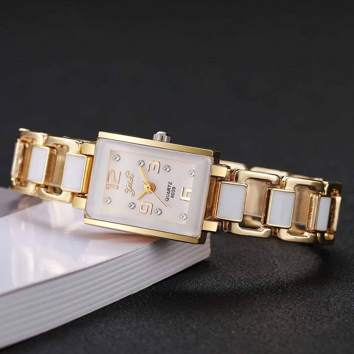 Orologio Donna Elegante Quadrante Quadrato Bracciale Acciaio Quarzo