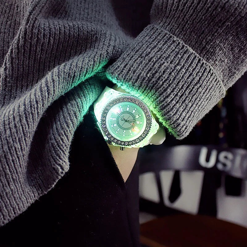 Orologio LED Unisex Luminoso Digitale Moda Silicone Strass