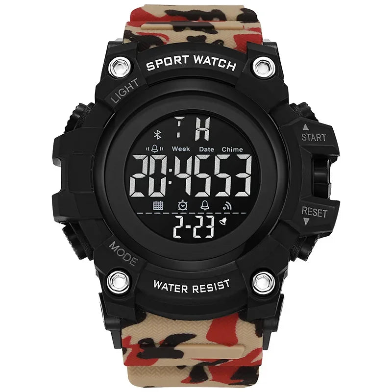 Orologio Sportivo Uomo Digitale LED Multifunzione Cinturino Silicone Quadrante 57mm